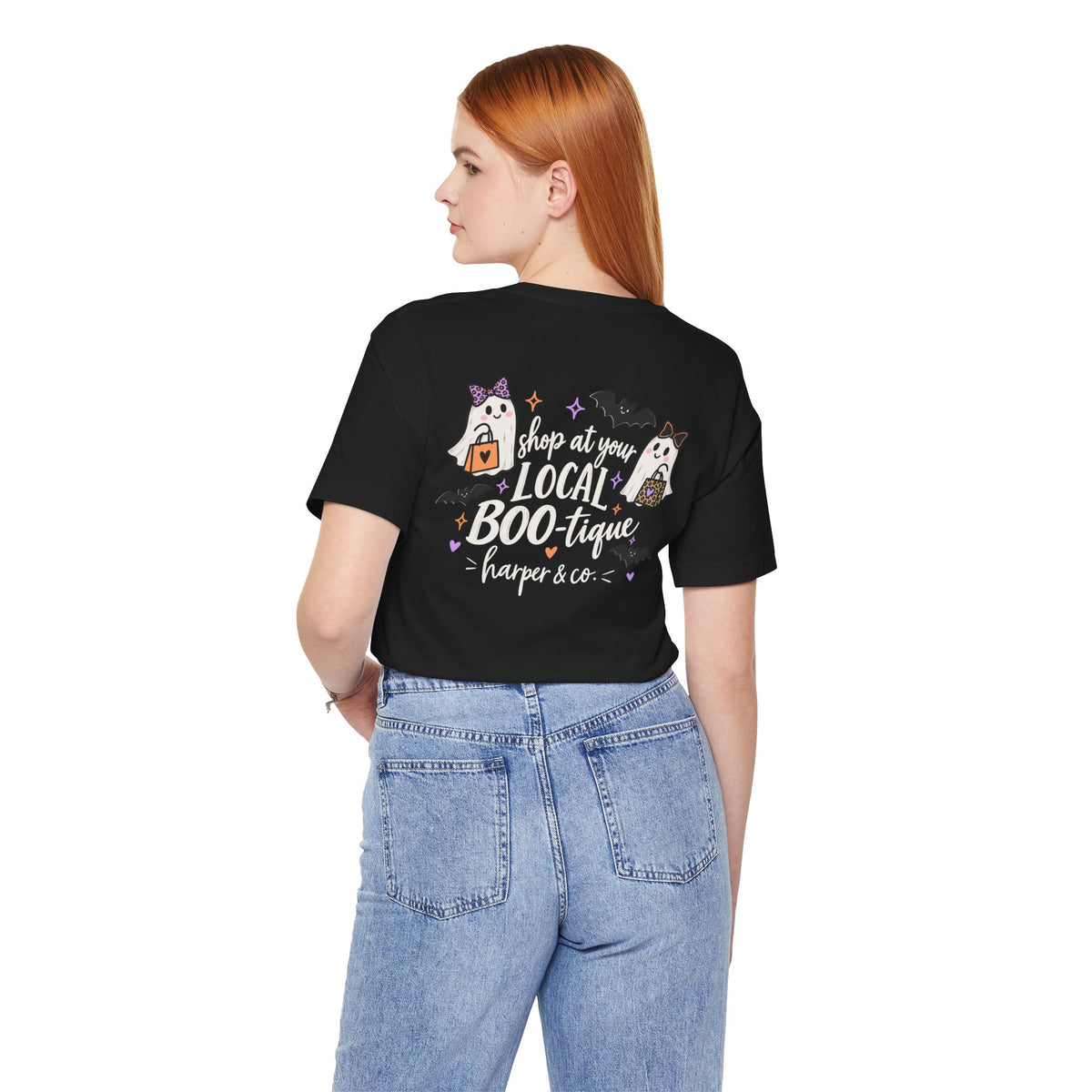 Halloween Ghost Tee — "Shop at Your Local BOO-tique" Graphic T-Shirt