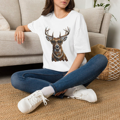 Glam Deer Head Graphic T-Shirt — Rustic Buck Wildlife Tee