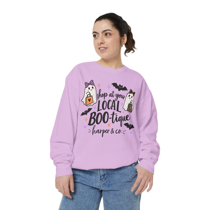 Local BOO-tique Halloween Sweatshirt — Cute Ghosts Trick-or-Treat Graphic