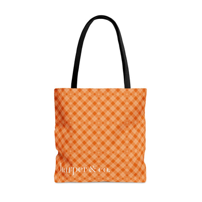 Orange Tartan Plaid Tote Bag