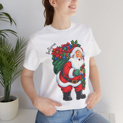 Vintage Santa 'Believe' Christmas Tee