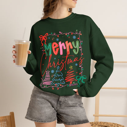 Merry Christmas Crewneck Sweatshirt — Festive Holiday Graphic Pullover