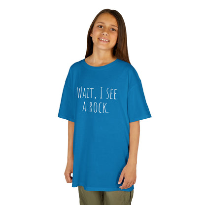 Kids Tee "Wait, I See a Rock." — Funny Explorer Shirt for Adventure-Loving Kids