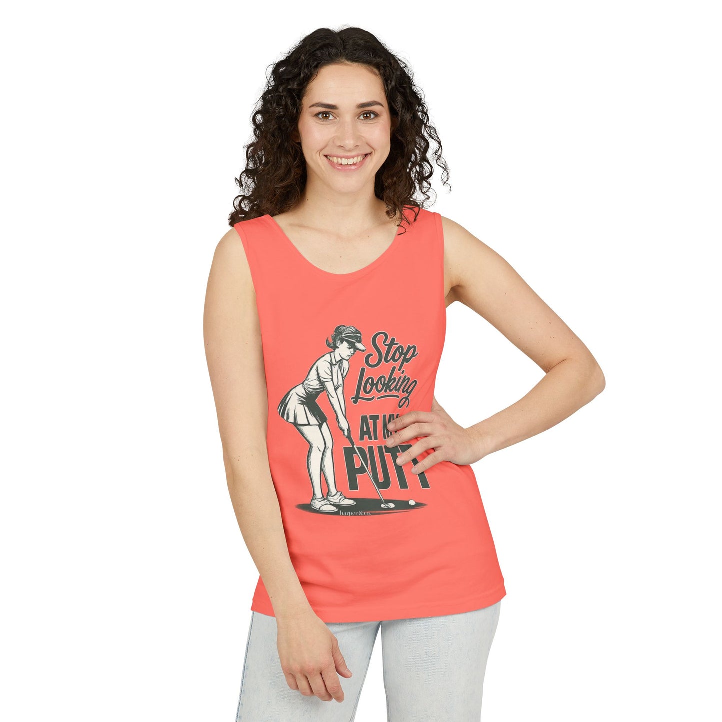 Golf Tank Top — "Stop Looking at My Putt" Funny Golfing Tank