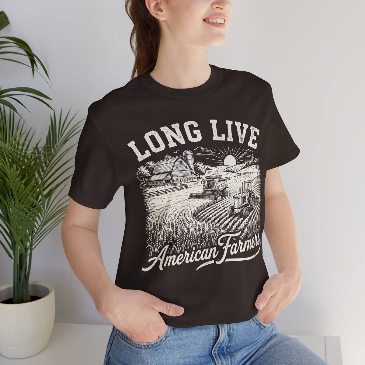Long Live American Farmers White T-Shirt — Vintage Farm Scene Tee