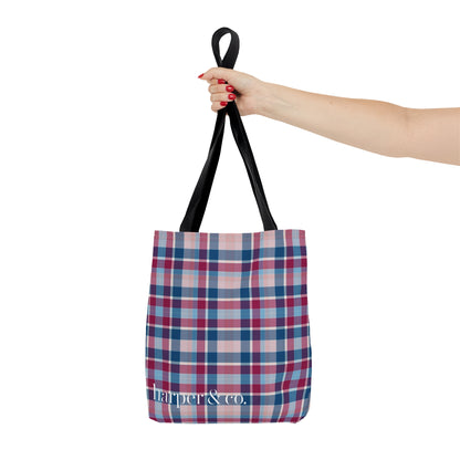 Navy Plaid Tote Bag