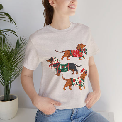 Dachshund Trio Christmas Sweater Tee