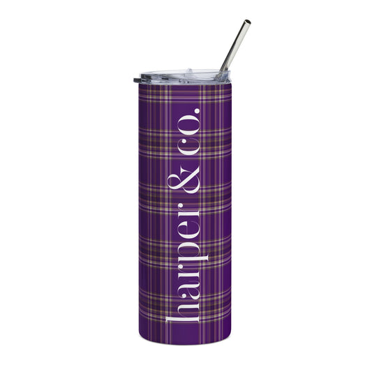 20oz Stainless Tumbler — Plaid 'harper & co.' Design