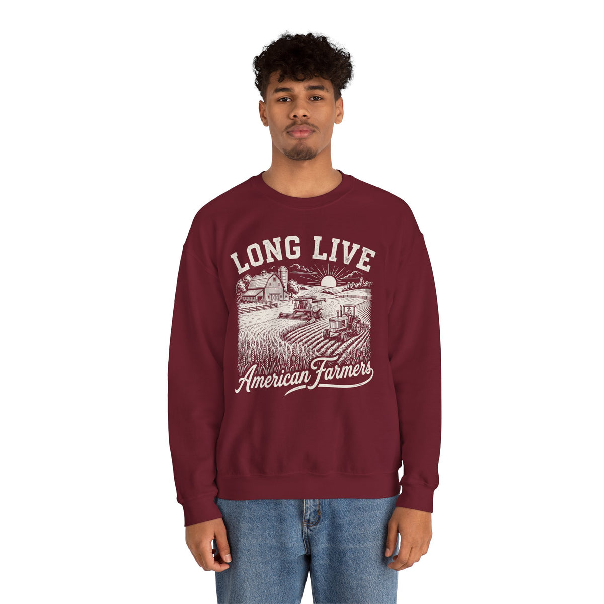 Long Live American Farmers Sweatshirt – Vintage Farm Scene Crewneck