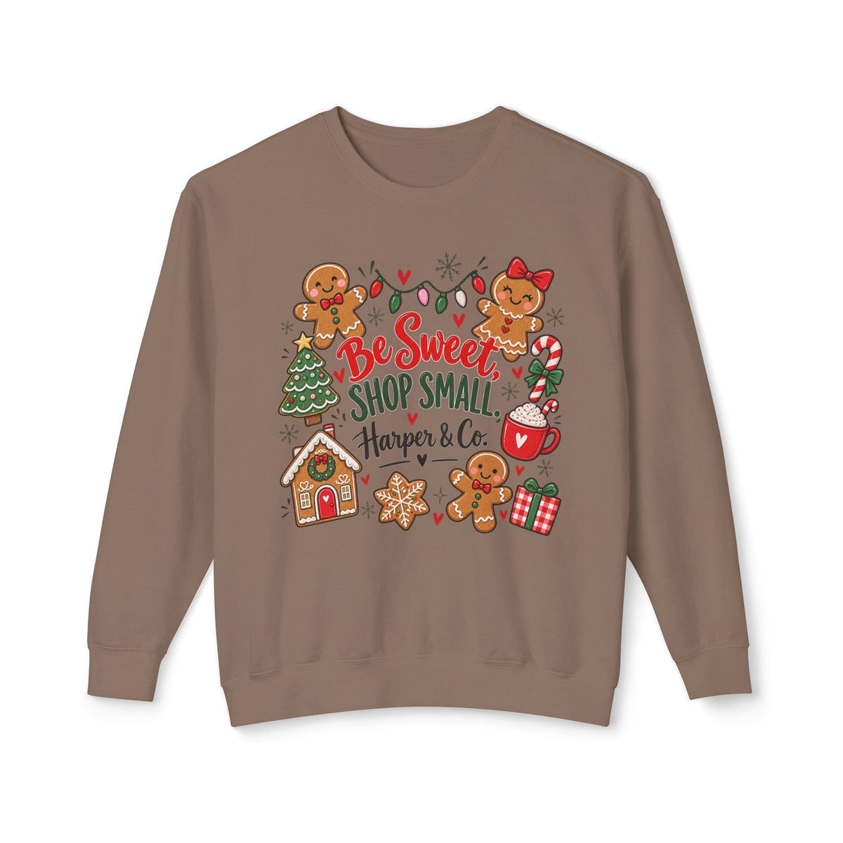 Be Sweet Shop Small Christmas Sweatshirt — Gingerbread Holiday Crewneck