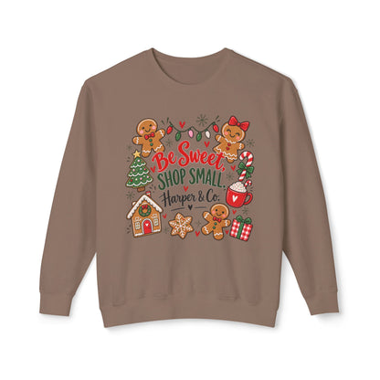 Be Sweet Shop Small Christmas Sweatshirt — Gingerbread Holiday Crewneck