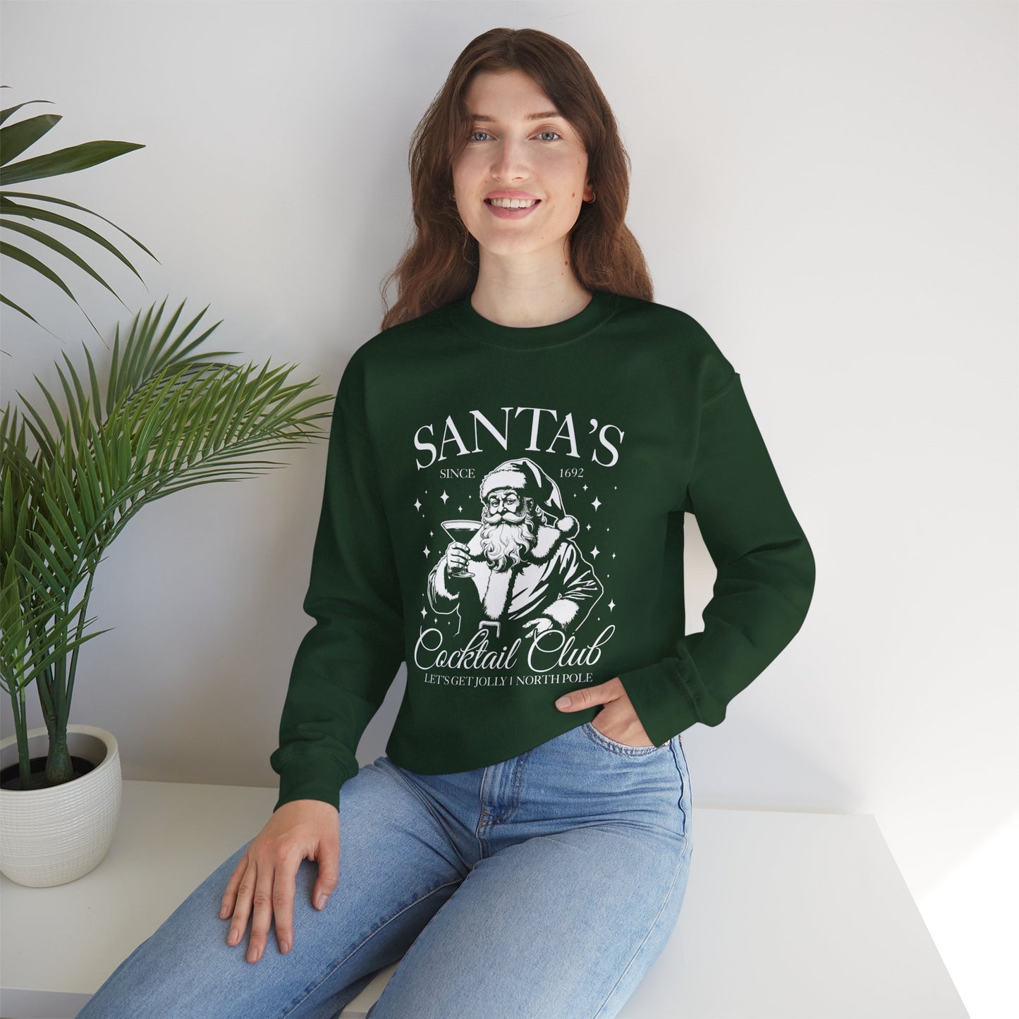 Santa's Cocktail Club on Gildan Unisex Heavy Blend™ Crewneck Sweatshirt