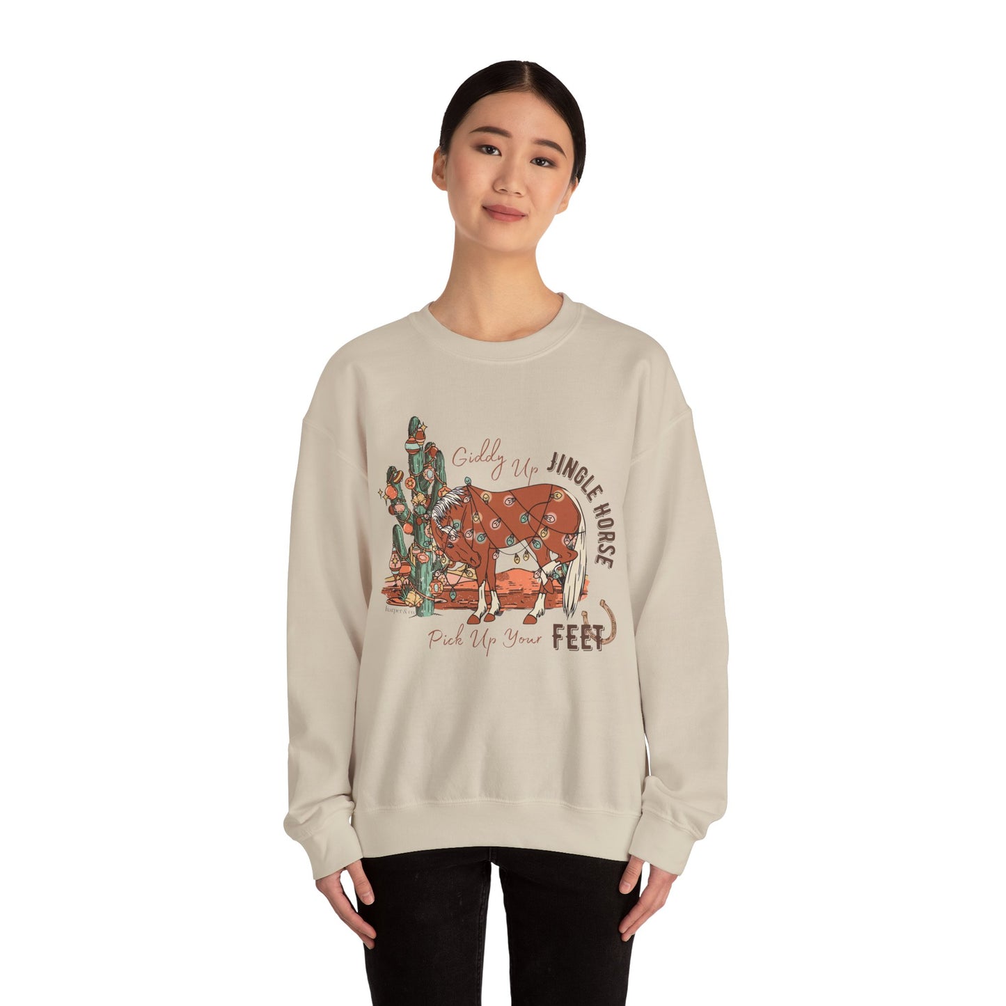 Giddy Up Jingle Horse Unisex Heavy Blend™ Crewneck Sweatshirt Full Size