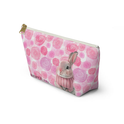 Bunny & Pink Roses Accessory Pouch w T-bottom