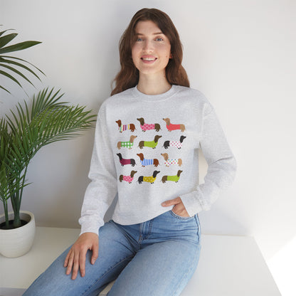 Colorful Dachshund Crewneck Sweatshirt — Vibrant Wiener Dog Design