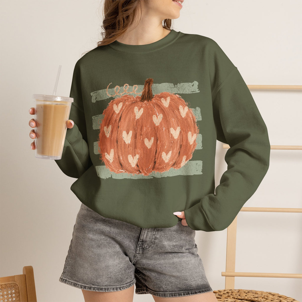 Pumpkin Hearts Crewneck Sweatshirt