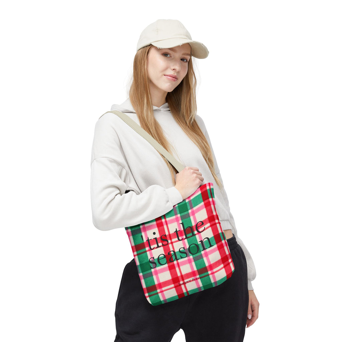 Christmas Plaid Tote Bag - 'Tis the Season Holiday Market Bag