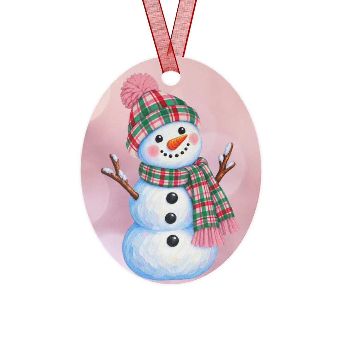 Pink Let It Snow Christmas Metal Ornament