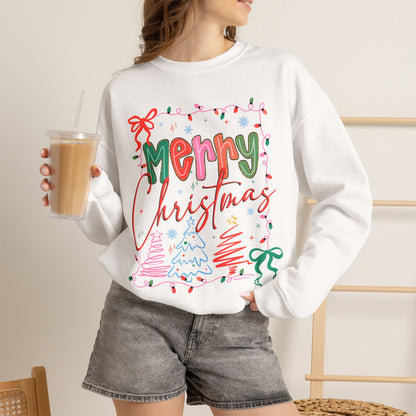 Merry Christmas Crewneck Sweatshirt — Festive Holiday Graphic Pullover
