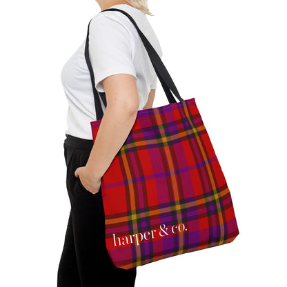 Red Tartan Plaid Tote Bag