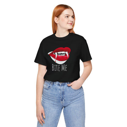 Bite Me Vampire Lips Tee — Red Lip Fang Graphic T-Shirt