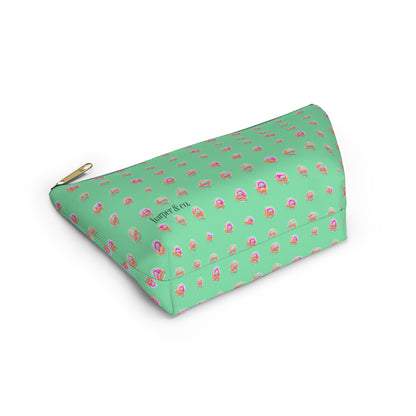 Mint Green Dot Accessory Pouch w T-bottom