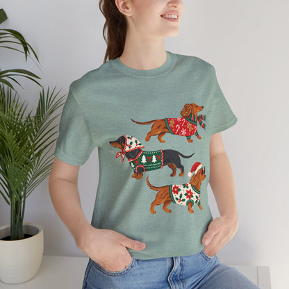 Dachshund Trio Christmas Sweater Tee