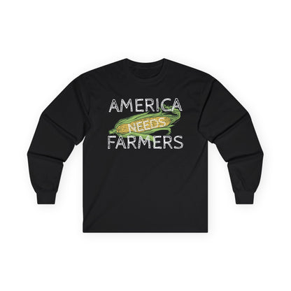 America Needs Farmers Long Sleeve Tee, Unisex Jersey Tee, Gift for Farmers, Agriculture Apparel, Farm Lover Shirt