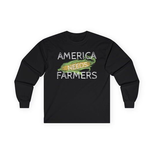 America Needs Farmers Long Sleeve Tee, Unisex Jersey Tee, Gift for Farmers, Agriculture Apparel, Farm Lover Shirt