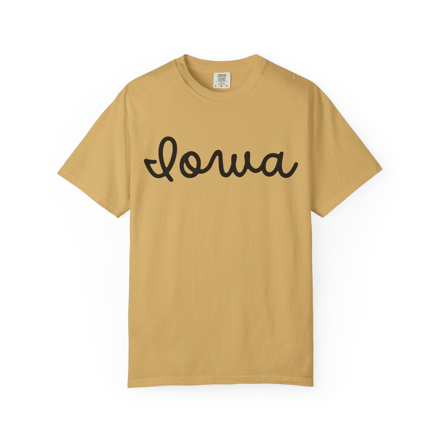 Iowa Script T-Shirt — Vintage Garment-Dyed State Tee