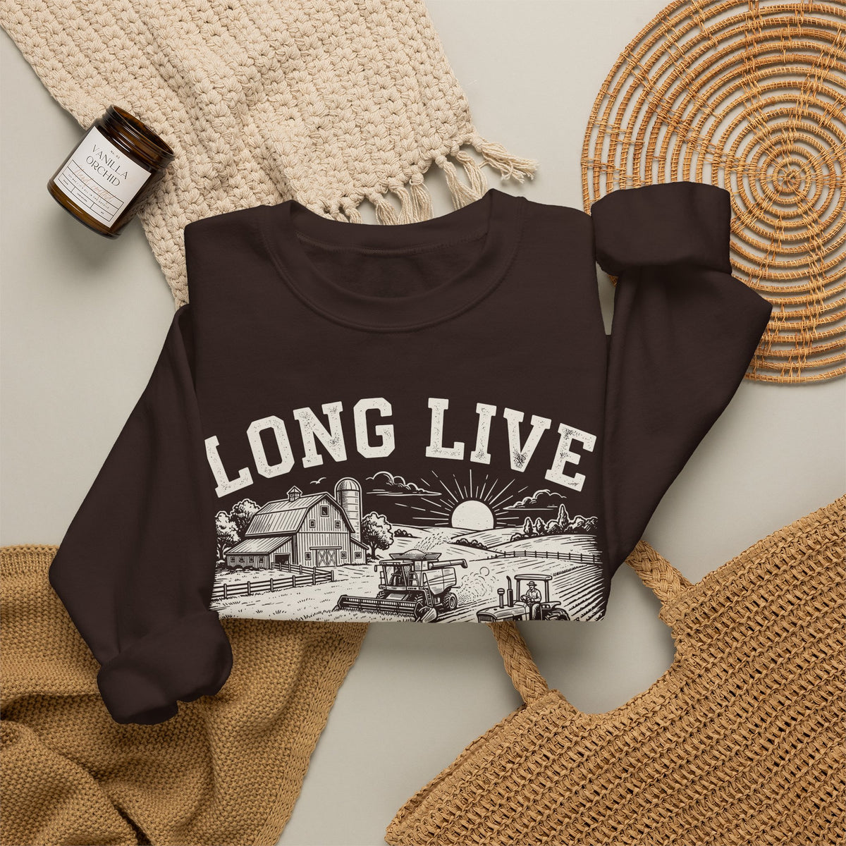 Long Live American Farmers Sweatshirt – Vintage Farm Scene Crewneck