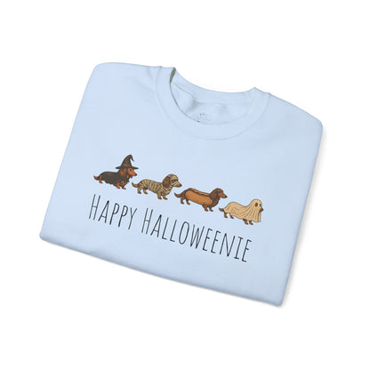 Halloween Dachshund Sweatshirt — "Happy Halloweenie" Cute Halloween Dog Crewneck