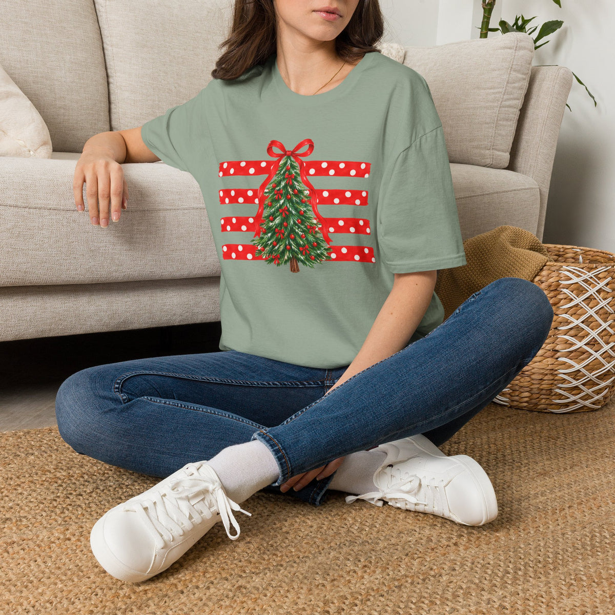 Christmas Tree Ribbon Flag T-Shirt