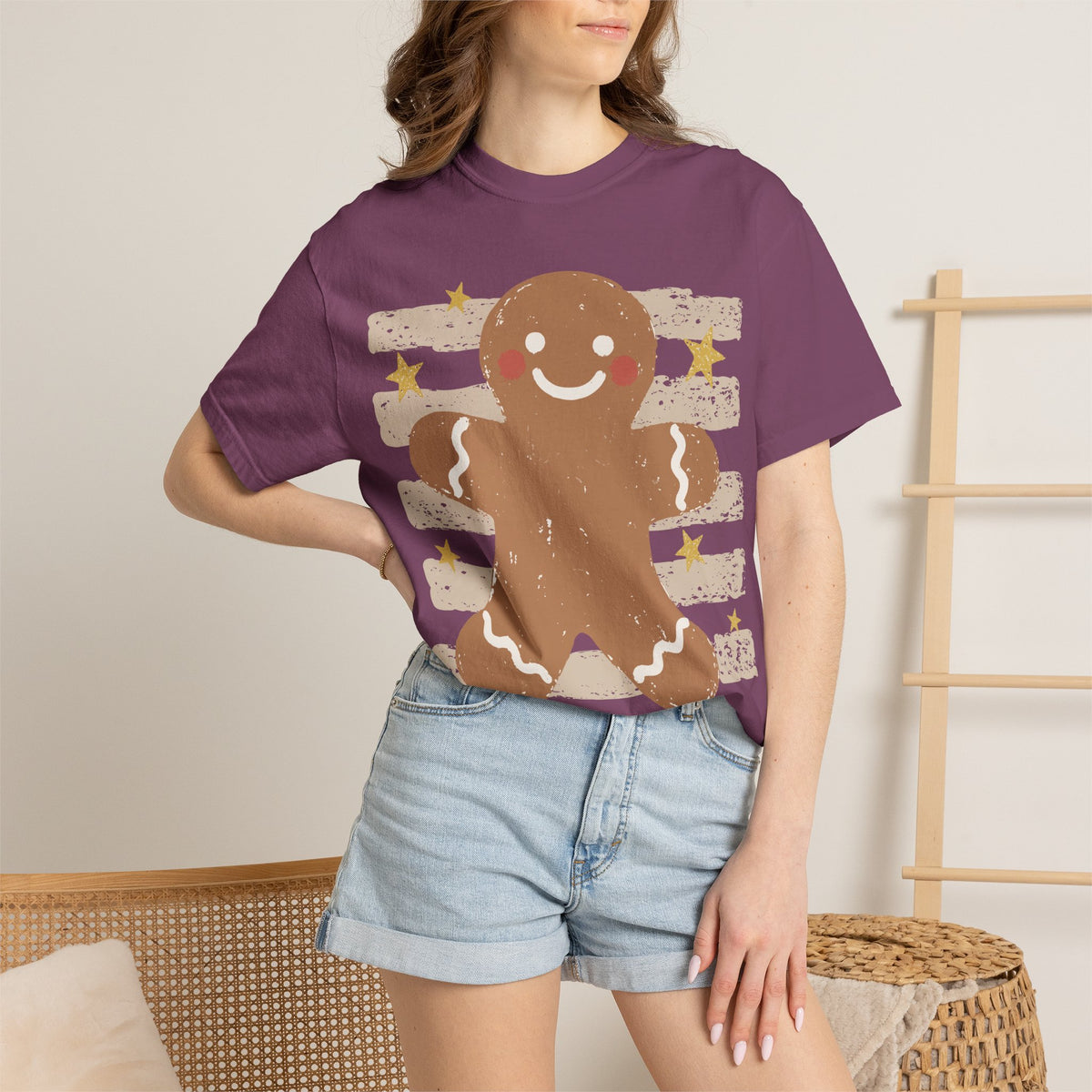 Gingerbread Cookie T-Shirt — Retro Striped Holiday Tee