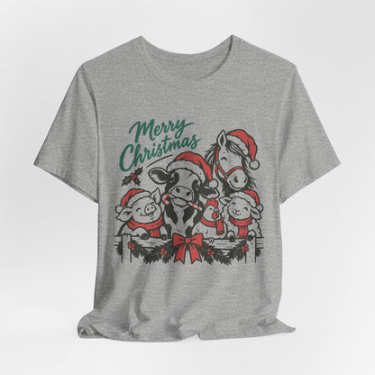 Merry Christmas Farm Animals Graphic Tee