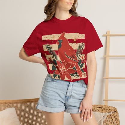 Cardinal & Poinsettia Holiday T-Shirt