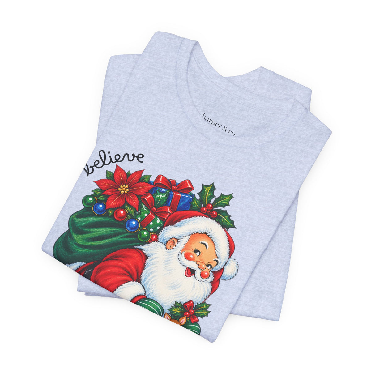 Vintage Santa 'Believe' Christmas Tee