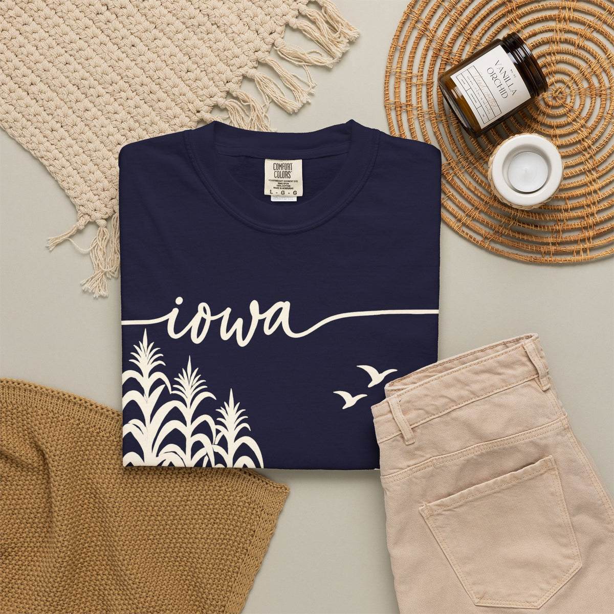 Copy of Iowa Farm Scene Crewneck Sweatshirt — Minimal Midwest Landscape