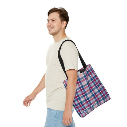 Navy Plaid Tote Bag