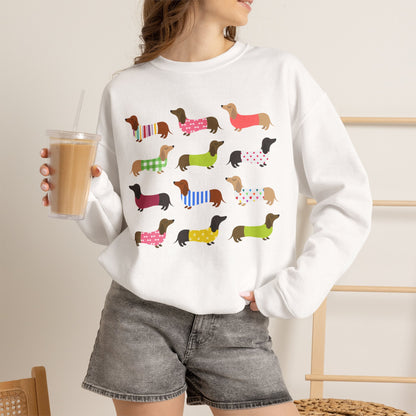Colorful Dachshund Crewneck Sweatshirt — Vibrant Wiener Dog Design