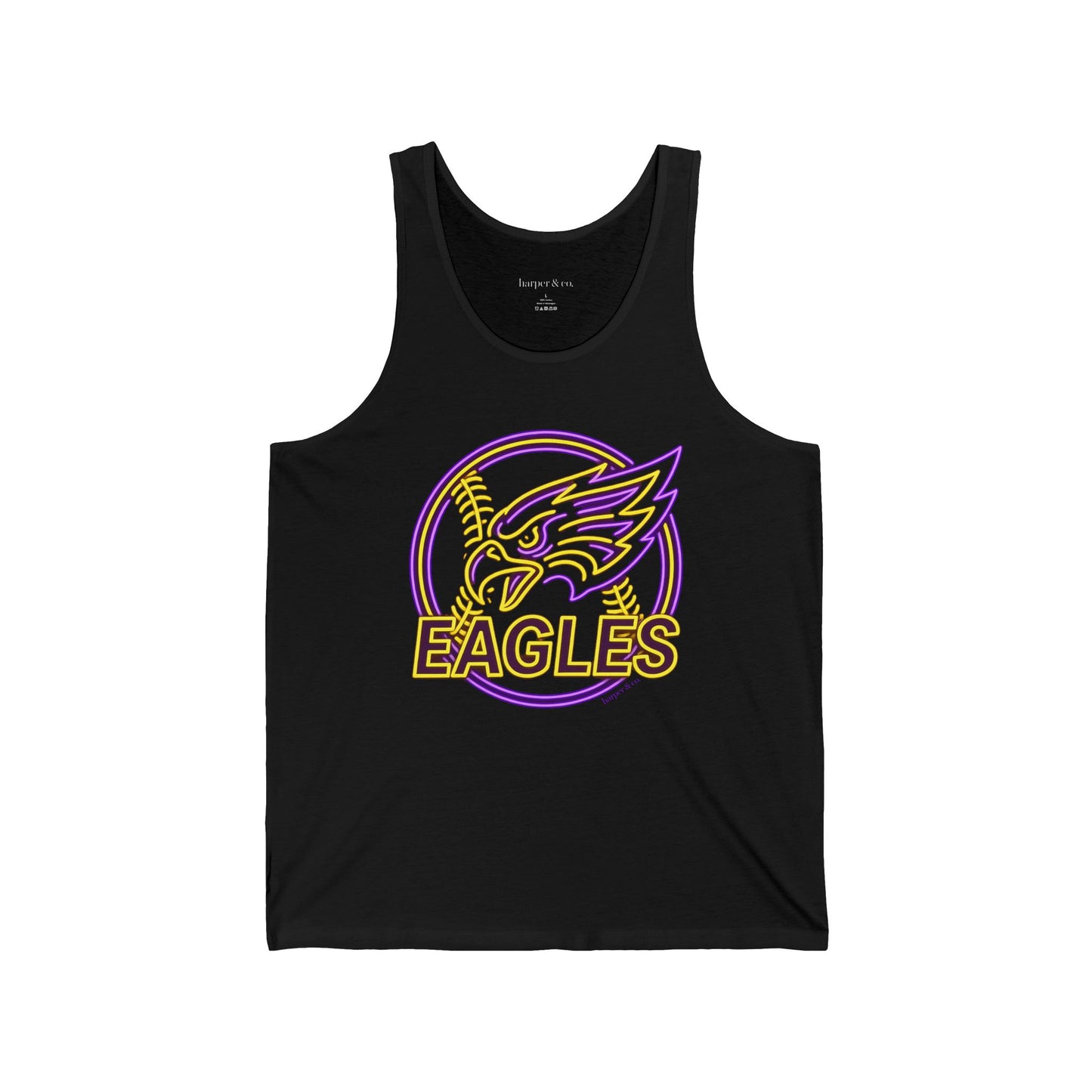Eagles Baseball Softball Tank Top — Retro Neon Team Logo Athletic Tank
