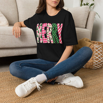 Merry Patchwork Christmas Holiday T-Shirt