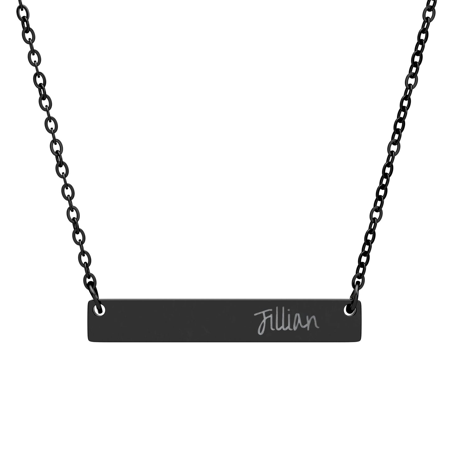 Engraved Horizontal Bar Necklace — Personalized Name Pendant