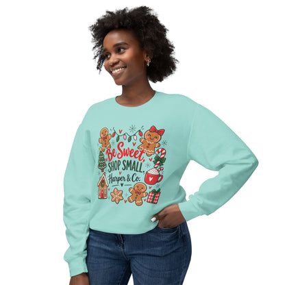 Be Sweet Shop Small Christmas Sweatshirt — Gingerbread Holiday Crewneck