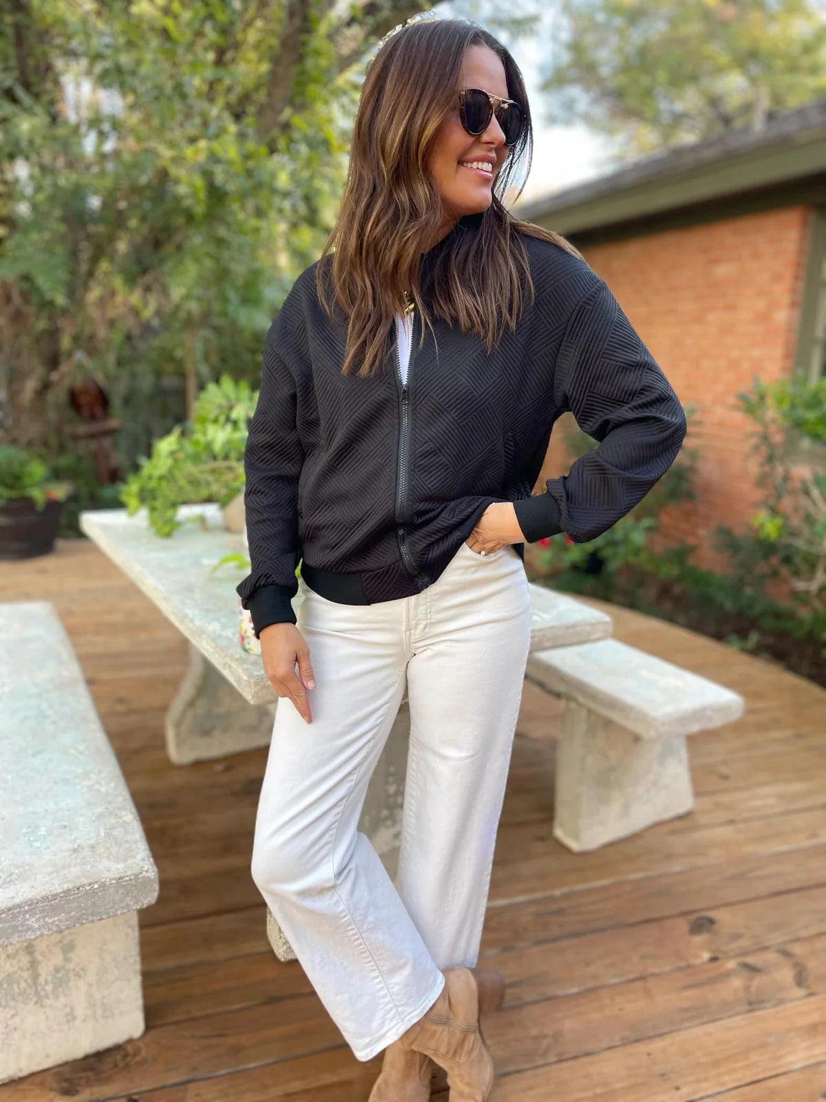 ONE ELEVEN NORTH Textured Bomber Style Jacket