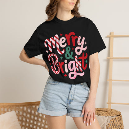 Merry & Bright Holiday T-Shirt — Festive Christmas Graphic Tee