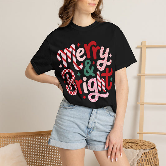 Merry & Bright Holiday T-Shirt — Festive Christmas Graphic Tee