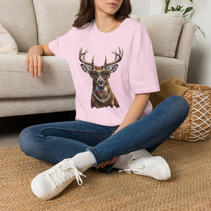 Glam Deer Head Graphic T-Shirt — Rustic Buck Wildlife Tee