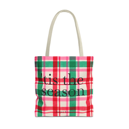 Christmas Plaid Tote Bag - 'Tis the Season Holiday Market Bag