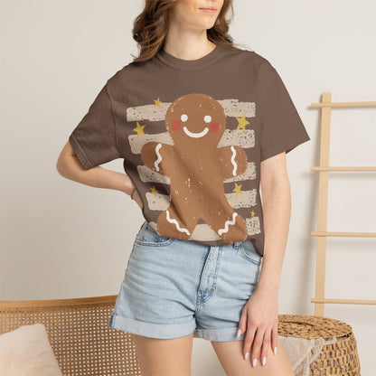 Gingerbread Cookie T-Shirt — Retro Striped Holiday Tee